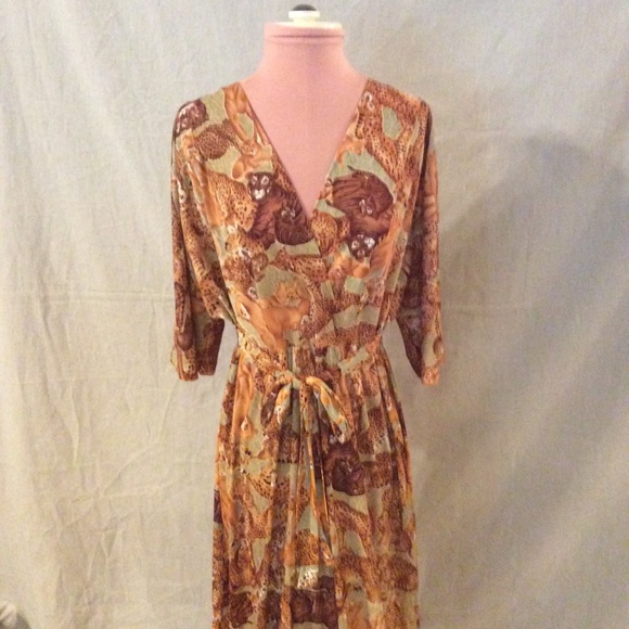 SOLD !!!! BIG CAT 70s INSANE BIG CAT KIMONO MAXI - Picture 2 of 7